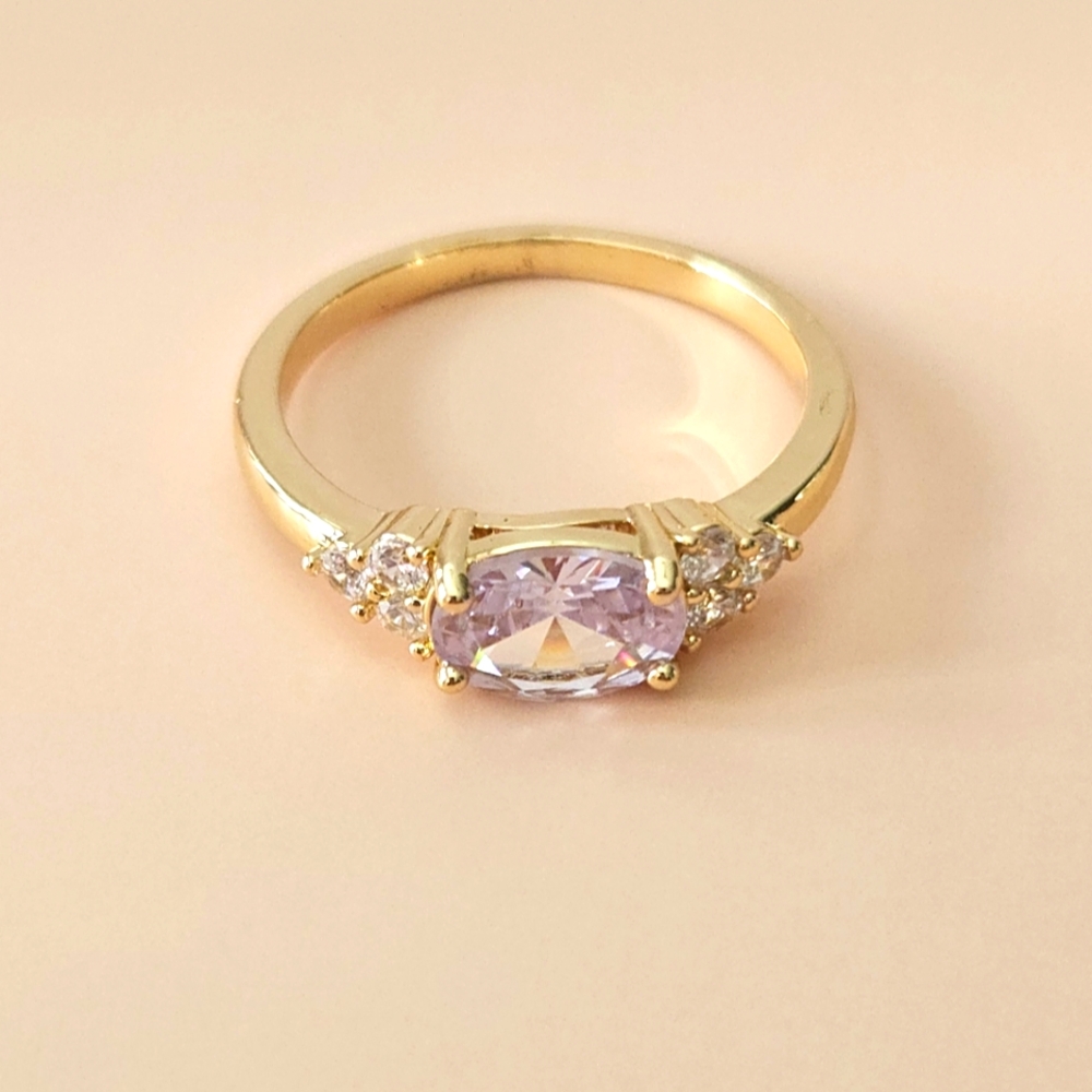 New Gold Plated Clear Gemstone/Cubic Zirconia Ring